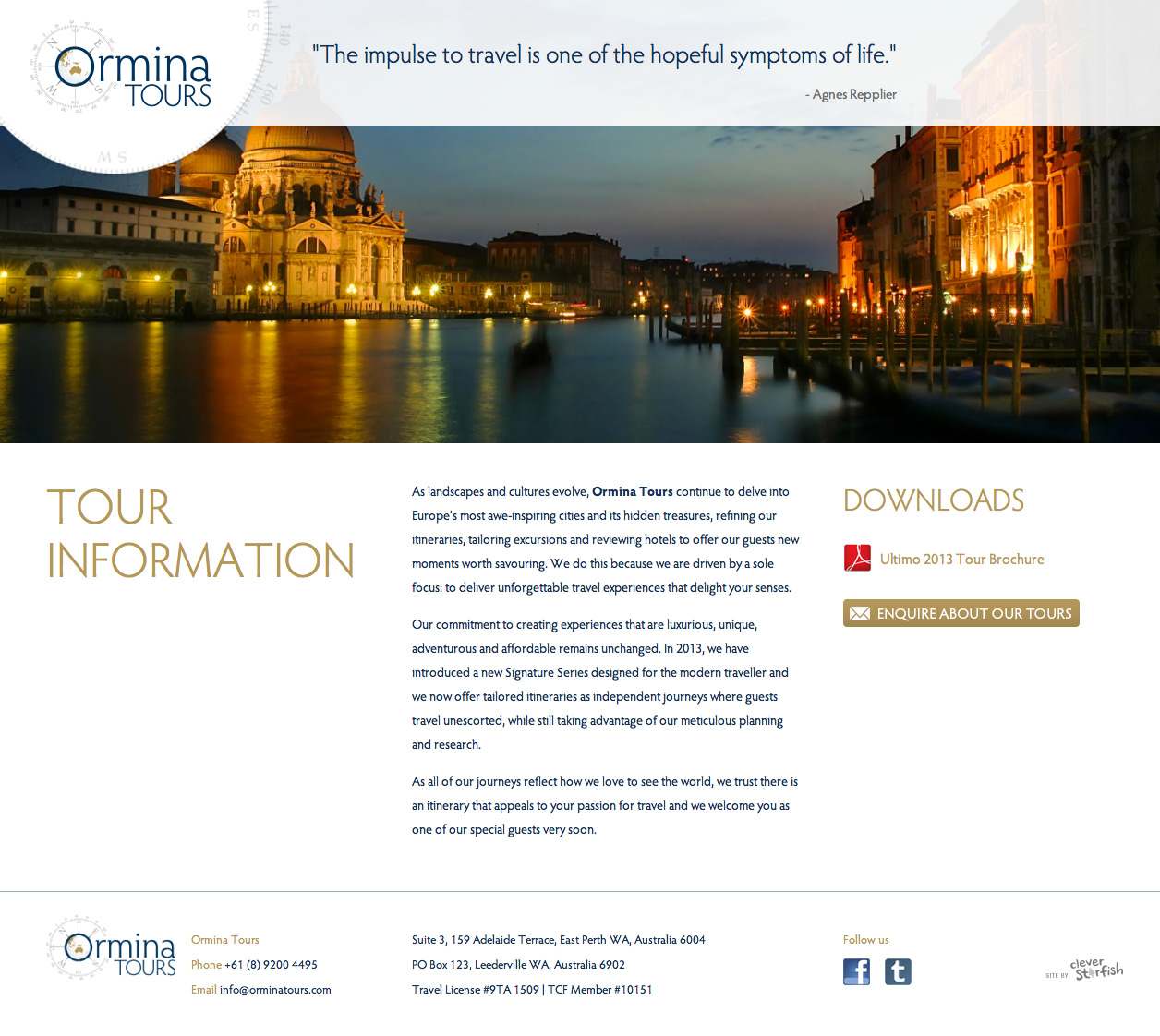 Ormina Tours holding page screenshot