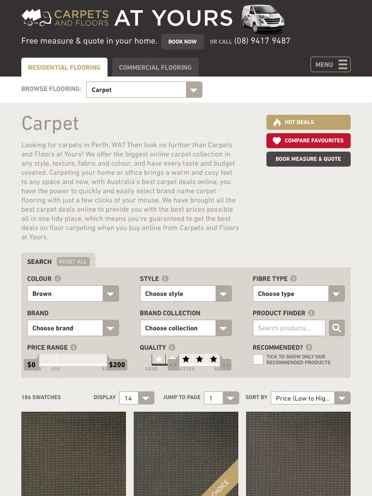 Carpets & Floors listing tablet