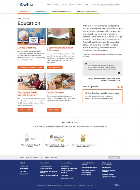 Wound Healing Institue Australia - Information Hub - Desktop